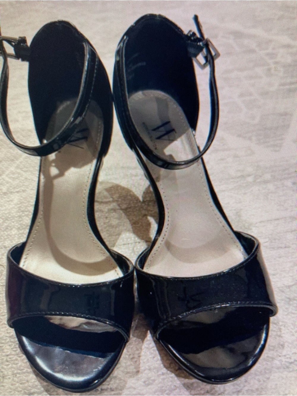 Black Patent Ankle-Strap Open-Toe Heels